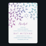 Roxo   Árvore Teal de Vida Bat Mitzvah Convites<br><div class="desc">Bonito árvore da vida Bat Mitzvah convites com folhas giratórias e uma estrela de David em bonito cor roxa e lacrimejante. Personalize esses convites exclusivos on-line.</div>