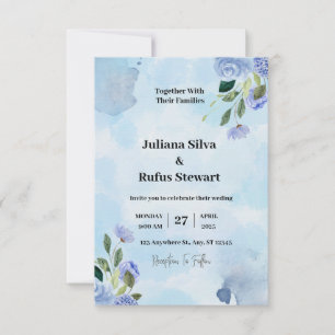 Roxo Azul Aquarela Casamento Simples Minimalista