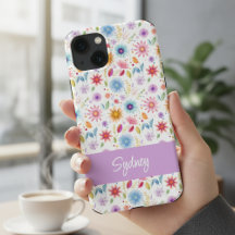 Roxo Azul Rosa Boho Flor de Campo Personalizado