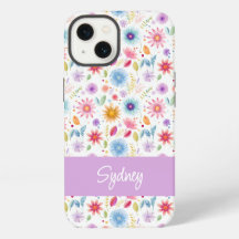 Roxo Azul Rosa Boho Flor de Campo Personalizado
