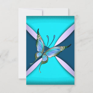 Roxo Azul Turquesa Borboleta RSVP Salve a Data