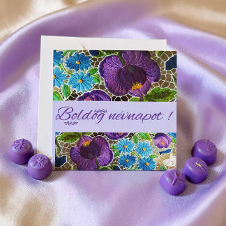 Roxo - bordado húngaro ousado azul - dia do nome