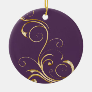 Roxo com Enfeites de natal de espiral Dourada Orna