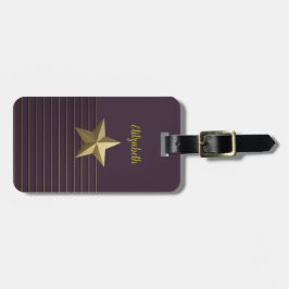 Roxo com etiqueta de bagagem Dourada