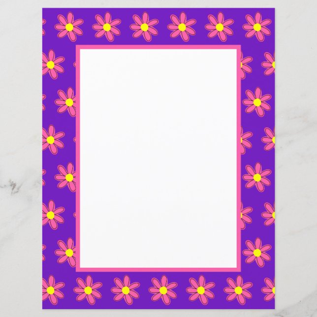 Roxo com Papel de Carta das Flores Rosa (Frente)
