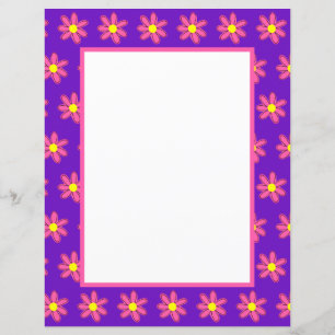 Roxo com Papel de Carta das Flores Rosa