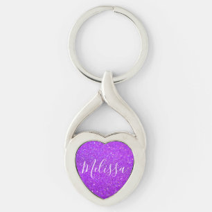 Roxo conhecido personalizado brilho do chaveiro do