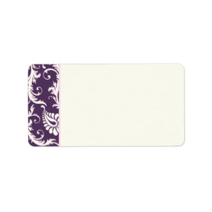 Roxo, creme, etiqueta de endereço cor-de-rosa do
