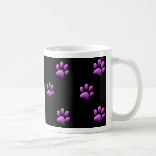Roxo da caneca do impressão da pata no preto (Direita)