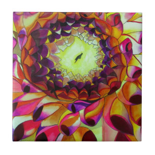 Roxo Dahlia abstrato original da arte floral