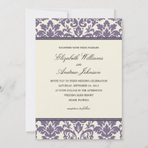 ROXO DAMASCO CLÁSSICO CONVITE DE CASAMENTO