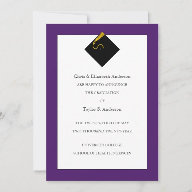 Roxo de Anúncio de Graduação (Frente)