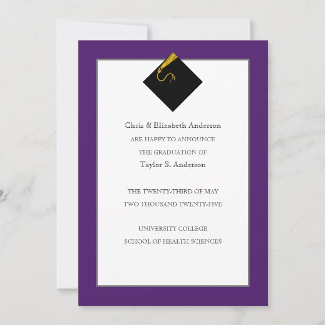 Roxo de Anúncio de Graduação (Frente)