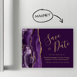 Roxo Dourado Ágata Ameixa Magnético Salve a Data