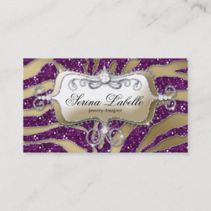 Roxo Dourado da zebra do cartão de visita da jói