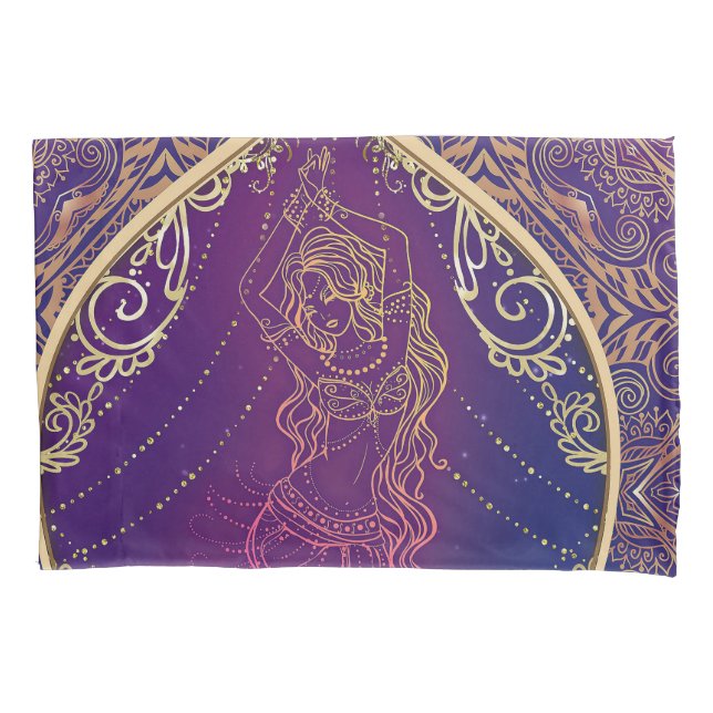 Roxo & Dourado Glam Dança do Ventre Marroquina Ára (Frente)