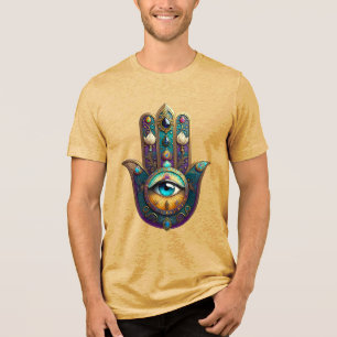 Roxo Dourado Verde Água Hamsa c/ Terceiro Olho Tur