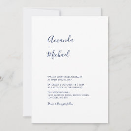 Roxo e Azul Marinho | Convite de Casamento Minimal
