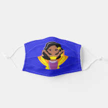 Roxo e Azul Menina Negra Africana Sereia