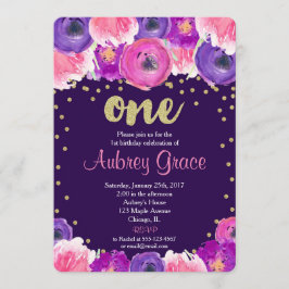 roxo e convite do aniversário do ouro primeiro