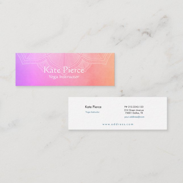 Roxo e Laranja Mandala Mini Cartão de visita (Frente/Verso)