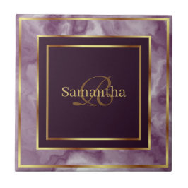 Roxo E Mármaco Geométrico Dourado