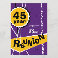 Roxo e ouro convite da reunião de classe de 45
