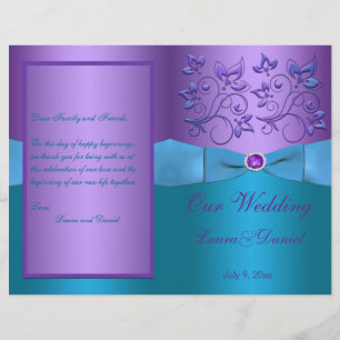 Roxo e programa floral do casamento de turquesa