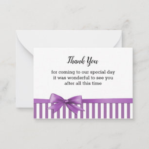 Roxo e Stripe Branca Obrigado Cartões