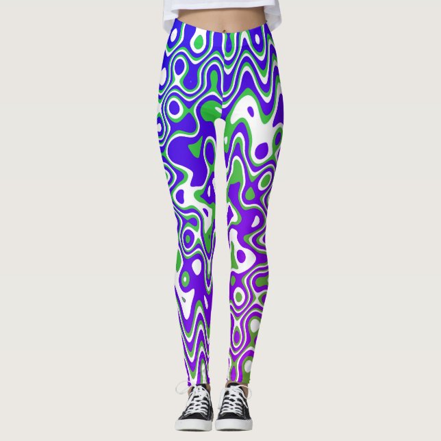 [Roxo e Verde] Anilhas Leggings Op-Art (Frente)