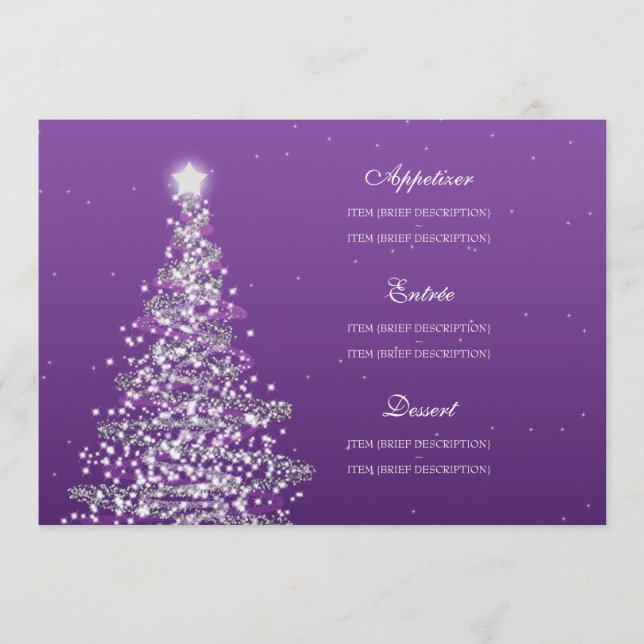 Roxo elegante do menu do casamento do Natal (Frente)