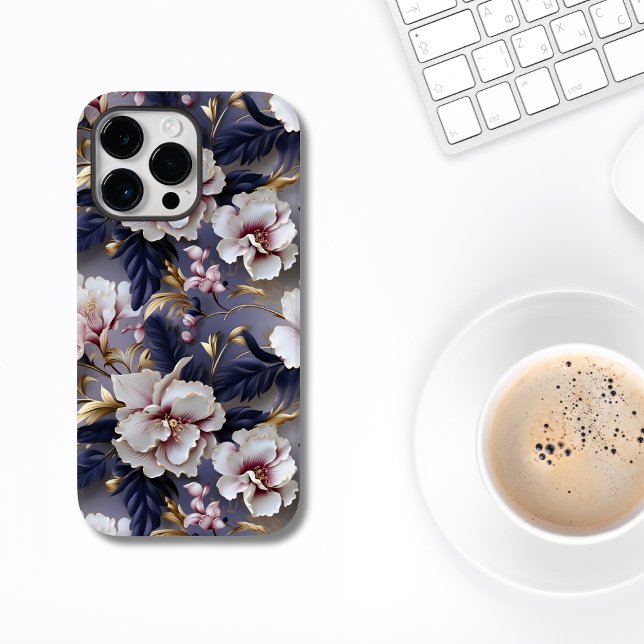 Roxo Elegante e Orquídea de Creme (ELEGANT GOLDEN PURPLE ORCHID FLORAL IPHONE CASE)