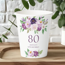 Roxo Elegante | Violet Floral 80 Birthday