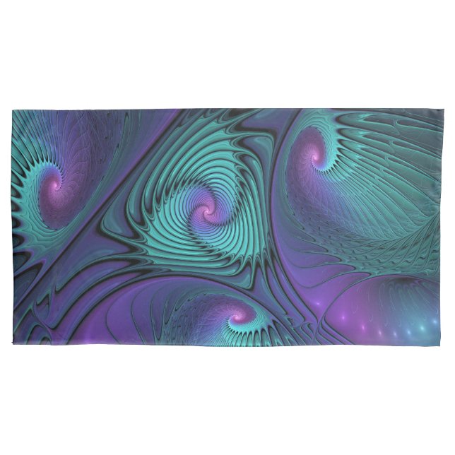 Roxo encontra Arte Fractal abstrato Turquesa moder (Frente)
