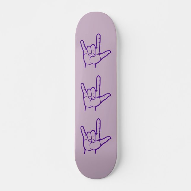 Roxo Escuro ASL Te Amo skate (Frente)
