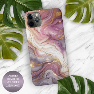 Roxo Escuro Dourado Branco Padrão Artístico em Már