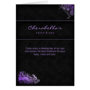 Roxo floral do cartão do folheto do salão de