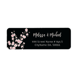 Roxo Flores de Cerejeira Preto | Etiqueta de Casam