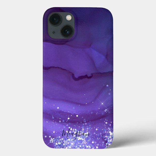 Roxo Girassol com Glitter Prateado Monograma (Verso)