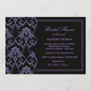 Roxo Íris Damask Convite para Chá de Noiva