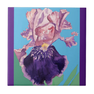 Roxo Iris Flores aquarelas irradia Azulejo cerâmic