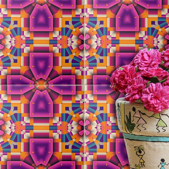 Roxo Laranja Funky Legal Caleidoscópio Mosaico (Criador carregado)