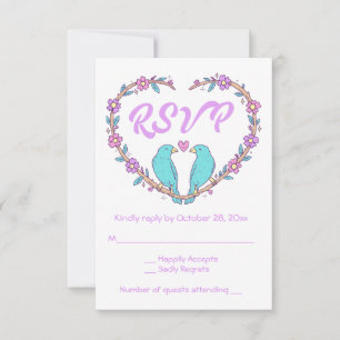 Roxo Lavanda RSVP Pombinhos Casamento Floral Coraç