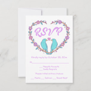 Roxo Lavanda RSVP Pombinhos Casamento Floral Coraç