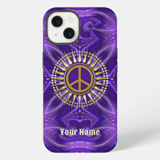 Roxo Mandala Dourado Sunshine Peace Symbol