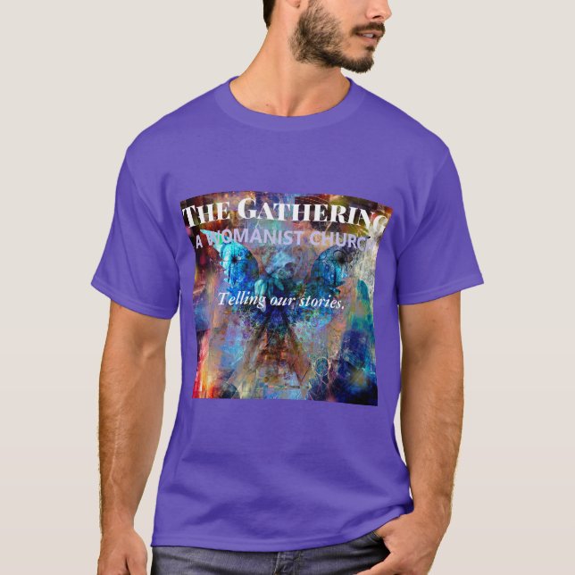 Roxo masculino contando nossas histórias camiseta (Frente)