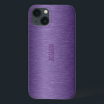 Roxo Metálico Monograma Roxo Bruto Alumínio<br><div class="desc">Tonalidades roxas profundas parecem de alumínio escovado metálico. Disponível em outros produtos e 8 cores diferentes. Monograma personalizável e opcional</div>