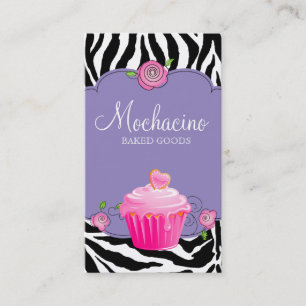 Roxo moderno da zebra do cupcake do cartão de