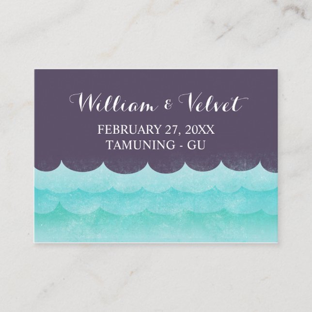 Roxo Nos Cartões Marítimos De Casamento Náutico (Frente)