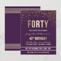 Roxo | Orçamento Dourado Partido Confetti aniversá